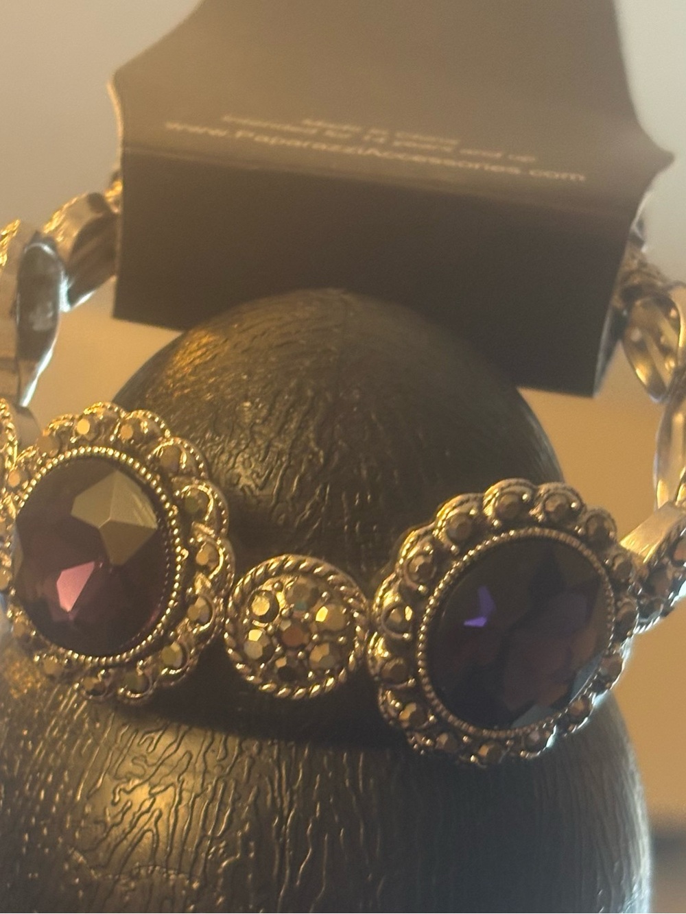 Elegant Silver-Tone Bracelet with Purple Gemstones